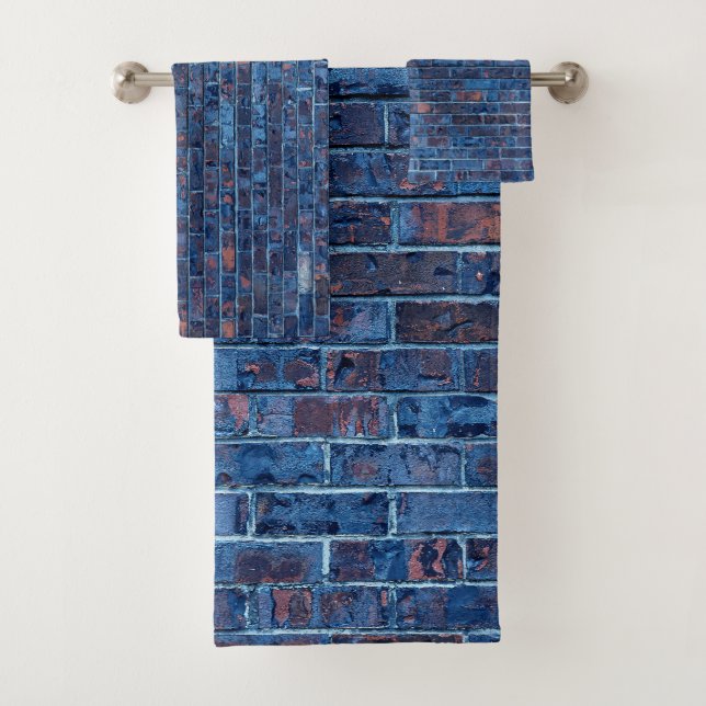 Conjunto De Toalhas Brick exposto azul Legal (Insitu)