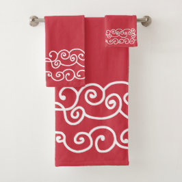 Conjunto De Toalhas Brick vermelho com rolhas brancas