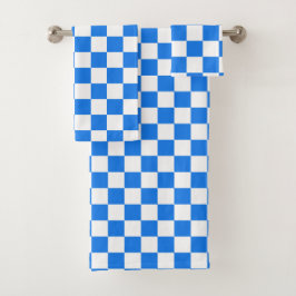 Conjunto De Toalhas Bright Blue and White Checkers