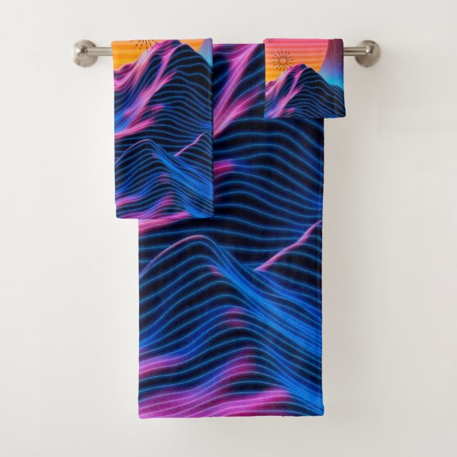 Conjunto De Toalhas Bright Neon Mountain Dusk to Dawn (Insitu)