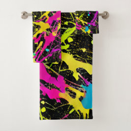 Conjunto De Toalhas Bright Neon Paint Splatter