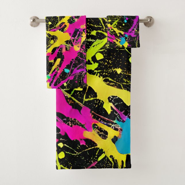 Conjunto De Toalhas Bright Neon Paint Splatter (Insitu)