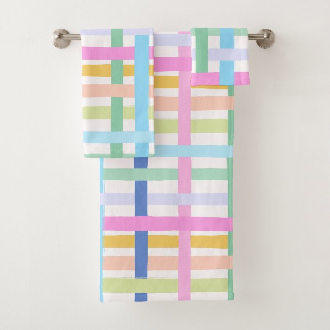 Conjunto De Toalhas Bright Rainbow Plaid Bath Towel - Colourful Pastel (Insitu)