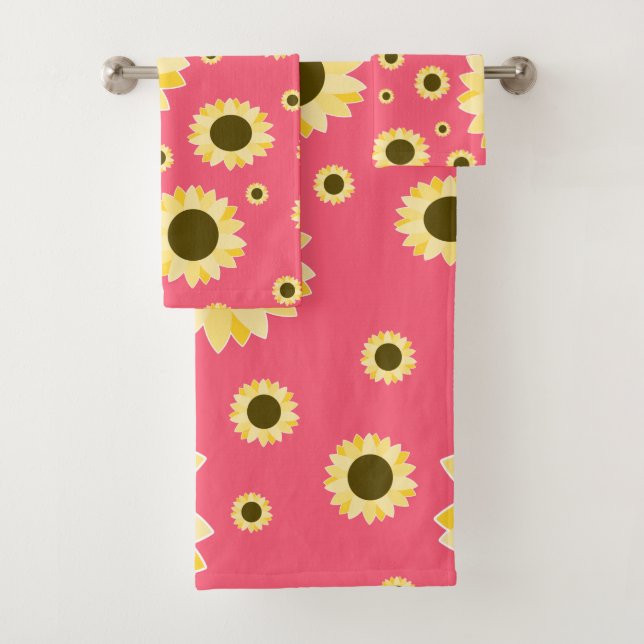 Conjunto De Toalhas Bright Sunflowers on Pink (Insitu)