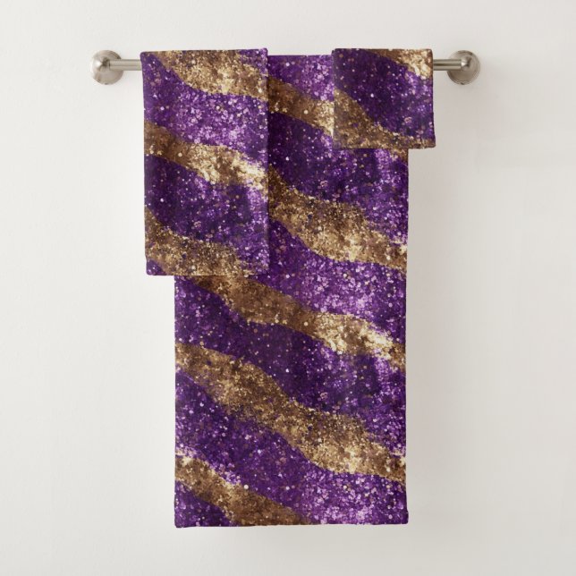 Conjunto De Toalhas Brilhante Dourado roxo (Insitu)
