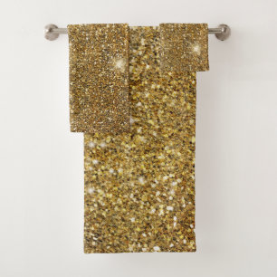 Conjunto De Toalhas Brilho Dourado Brilha Espelhado Espelhado Bonito