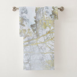 Conjunto De Toalhas Brilho Dourado de Folha Larga