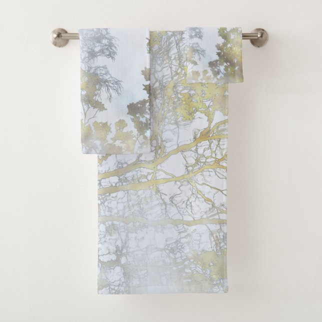 Conjunto De Toalhas Brilho Dourado de Folha Larga (Insitu)