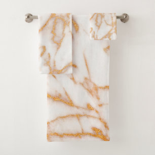 Conjunto De Toalhas Brilho dourado magro branco moderno e quic
