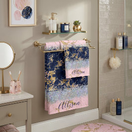 Conjunto De Toalhas Brilho e mármore personalizados