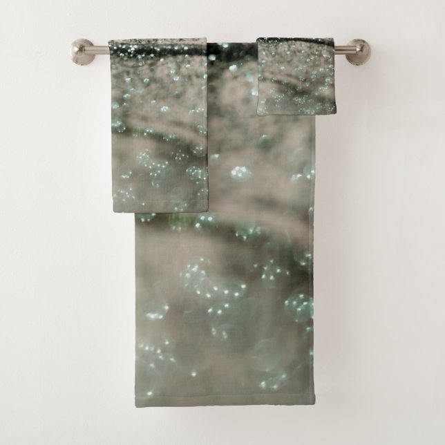 Conjunto De Toalhas Brilho Glam Oceânico Bege Verde 1 (Insitu)