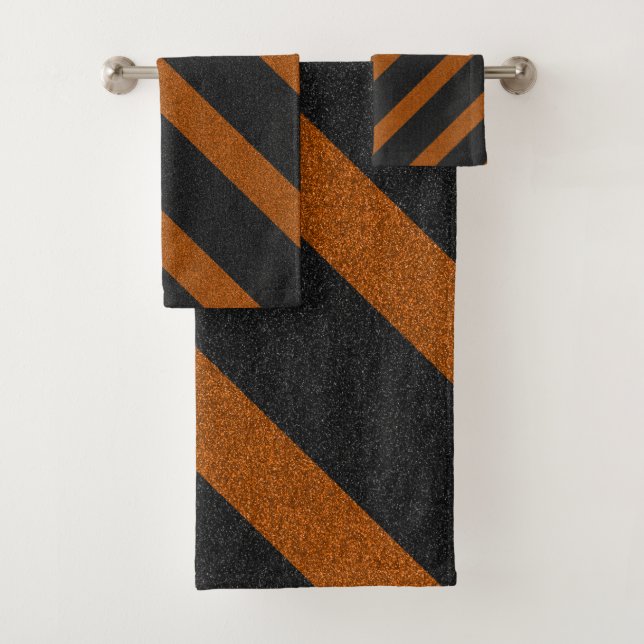 Conjunto De Toalhas Brilho Laranja e Preto (Insitu)