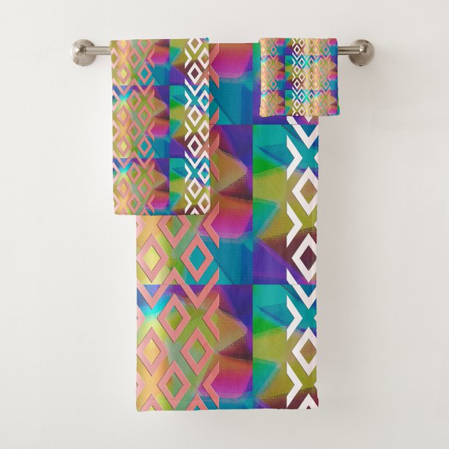 Conjunto De Toalhas Brilho Pop de Pastel: Bloqueio de Cor Geométrico (Criador carregado)