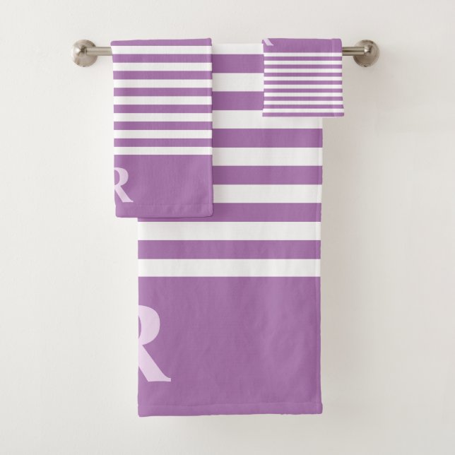 Conjunto De Toalhas Brisas Púrpuras/Brancas Personalizadas (Insitu)