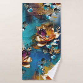 Conjunto De Toalhas Bronze de abstrato, cor azul-ouro, estilo barroco