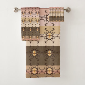 Conjunto De Toalhas Brown And Peach Stripe