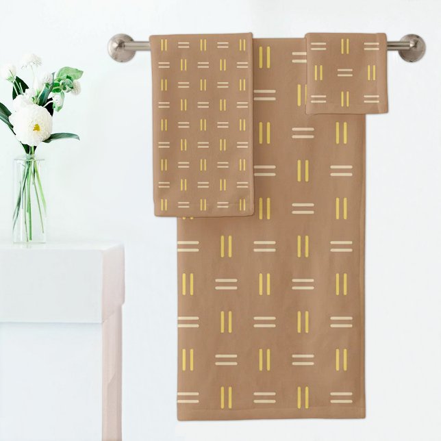 Conjunto De Toalhas Brown Line Pattern Towel (Criador carregado)