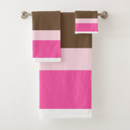 Conjunto De Toalhas Brown & Pink White Stripe Bathroom Towel Sets 