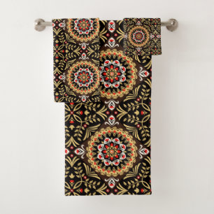 Conjunto De Toalhas Brown Tan e arte popular da oxidação floral