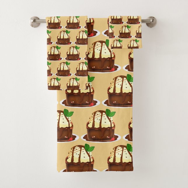 Conjunto De Toalhas Brownie de Chocolate Com Sorvete de Baunilha (Insitu)