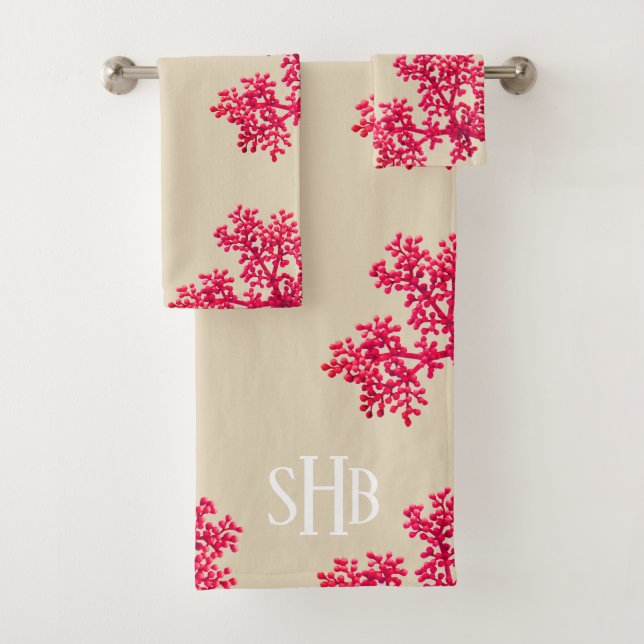 Conjunto De Toalhas Buchas Florais Modernas de Coral (Insitu)