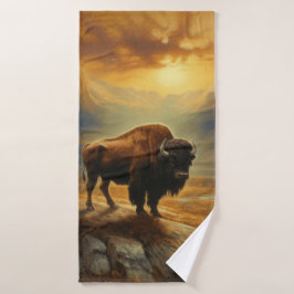 Conjunto De Toalhas Buffalo Bison Sunset Silhouette