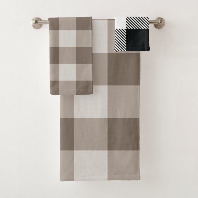 Conjunto De Toalhas Buffalo Check Beige Cream Ivory Gingham (Insitu)