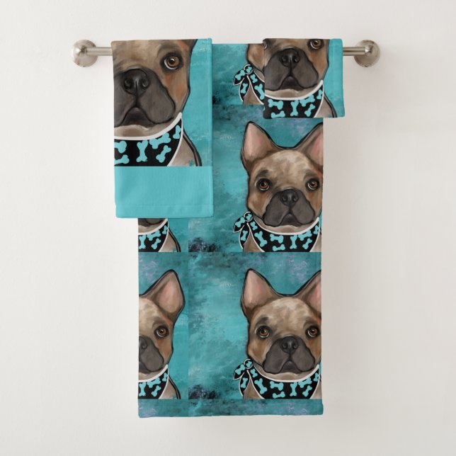 CONJUNTO DE TOALHAS BULDOGUE FRANCÊS (Insitu)