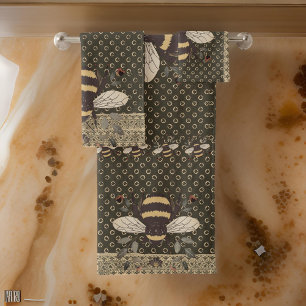 Conjunto De Toalhas Bumblebee Grego Lace Marrom Amarelo