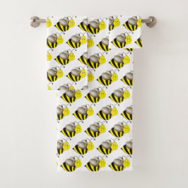 Conjunto De Toalhas Bumblebee Honeybee, Abelhas de Cartoon Amarelo Neg