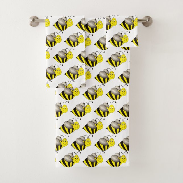 Conjunto De Toalhas Bumblebee Honeybee, Abelhas de Cartoon Amarelo Neg (Insitu)