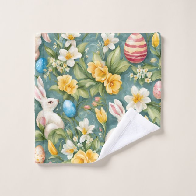 Conjunto De Toalhas Bunnies, Flores de primavera e Ovos de Páscoa. Pin (Pano de lavar)