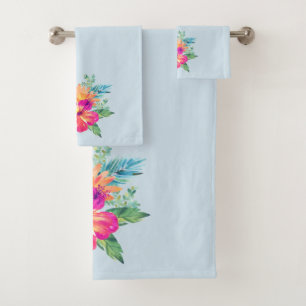 Conjunto De Toalhas Buquê Colorida de Flores Tropicais