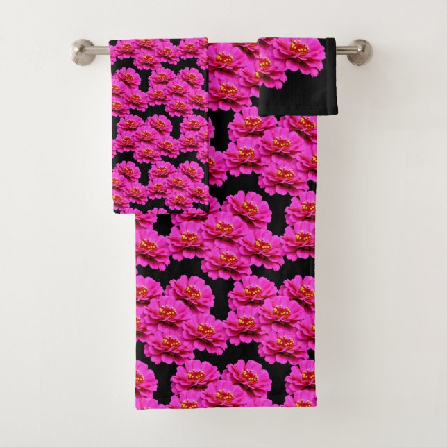 Conjunto De Toalhas Buquê de Flor Zinnia Rosa (Insitu)