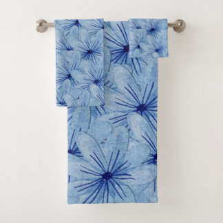 Conjunto De Toalhas Buquê de Flores Selvagens Azuis de Aquarela