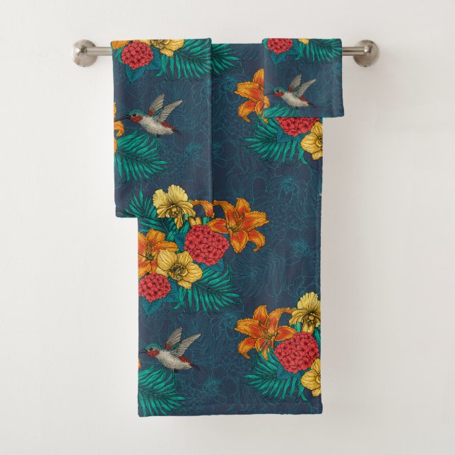 Conjunto De Toalhas Buquês tropicais e beija-flores (Insitu)