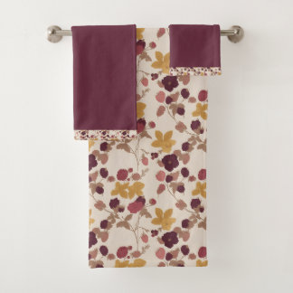Conjunto De Toalhas Burgundy e Dourado Mostarda