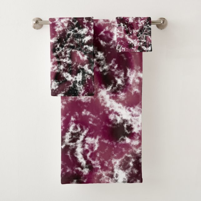 Conjunto De Toalhas Burgundy Marble Abstrato (Insitu)