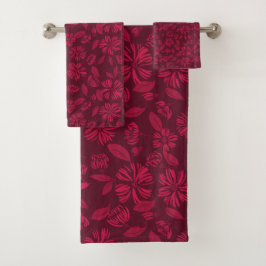 Conjunto De Toalhas Burgundy Vintage Floral