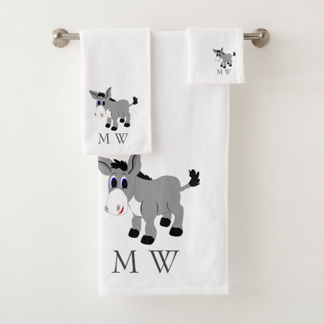 Conjunto De Toalhas Burro Desenho Monogramado (Insitu)
