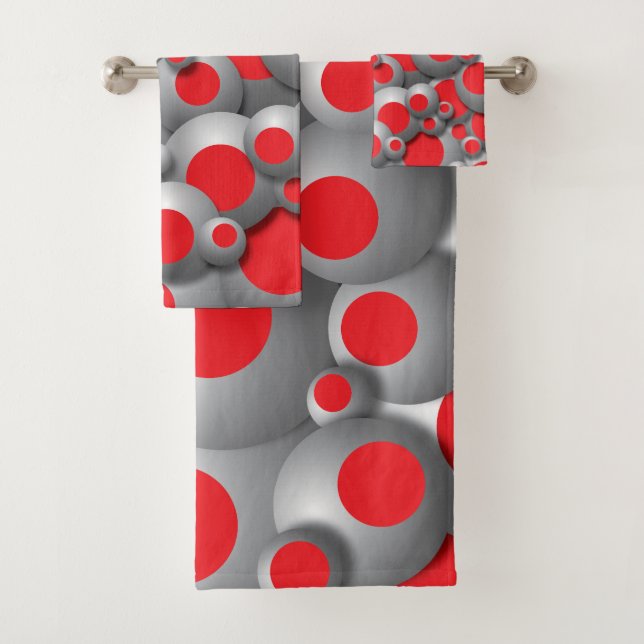 Conjunto De Toalhas Bustling Bubbles Red (Insitu)