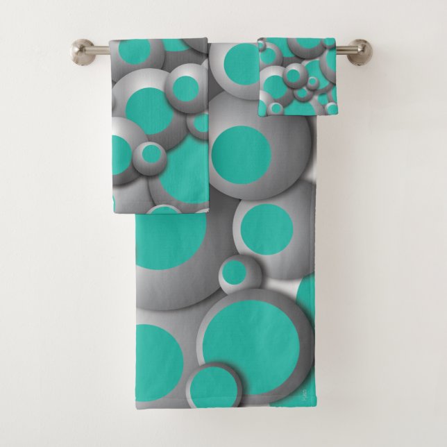 Conjunto De Toalhas Bustling Bubbles Teal (Insitu)