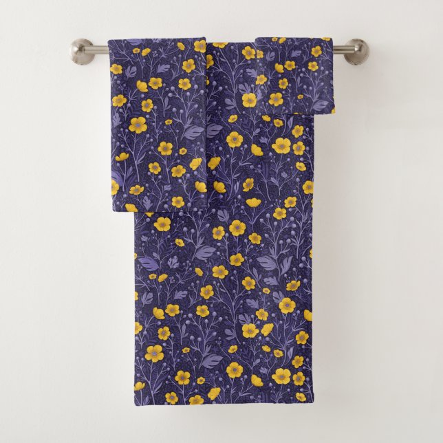 Conjunto De Toalhas Buttercups, amarelo e violeta (Insitu)
