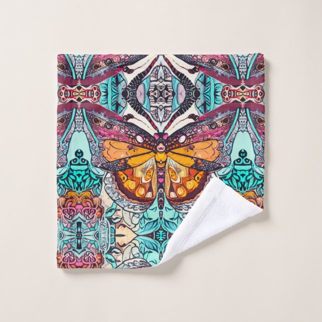 Conjunto De Toalhas Butterfly e Medallion Batik Padrões em Laranja (Pano de lavar)