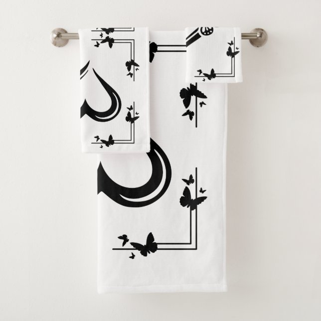 Conjunto De Toalhas "Butterfly & Heart" Bath Towell Set (Insitu)