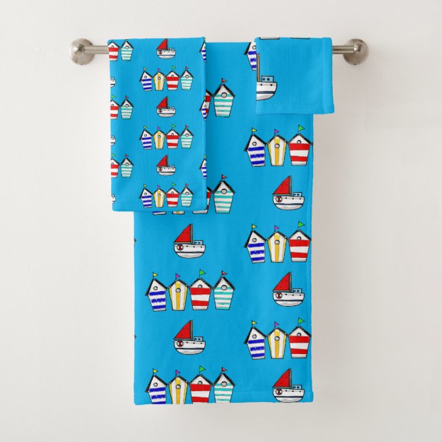 Conjunto De Toalhas cabana de praia e barco marítimo (Insitu)