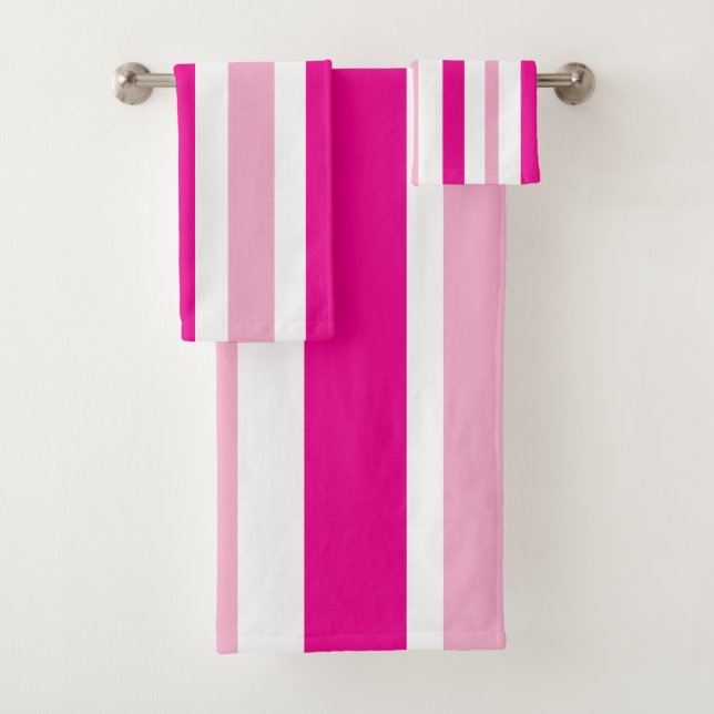 Conjunto De Toalhas Cabana Pink White Stripes (Insitu)