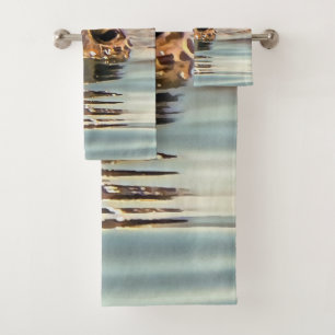 Conjunto De Toalhas Cabeça Acima Da Água Tartaruga Oceânica Arte Selva