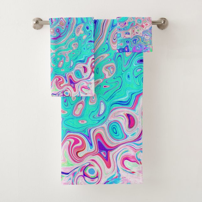 Conjunto De Toalhas Cabeça azul-marinho e Abstrato cor-de-rosa (Insitu)