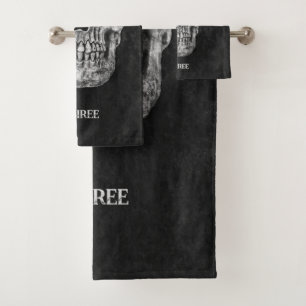 Conjunto De Toalhas Cabeça De Caveira Gótica Personalizada A Preto E B